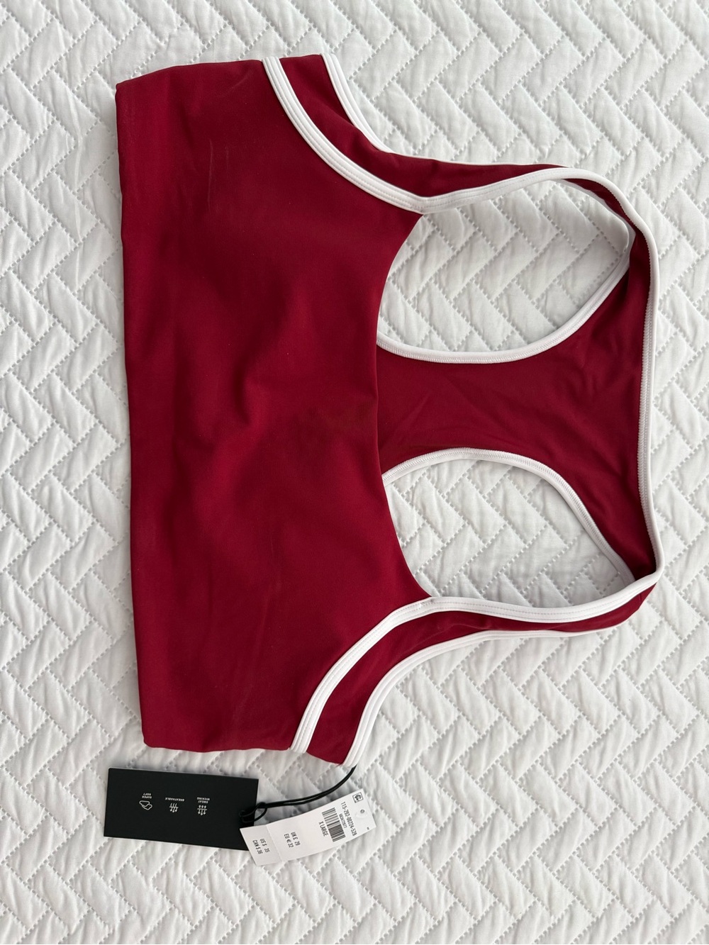 Abercrombie & Fitch YPB sculptLUX Burgundy Sports Bra with White Trim